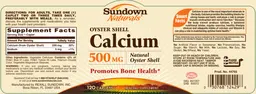 Label for Oyster Shell Calcium 500 mg