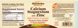 Label for Calcium Magnesium and Zinc