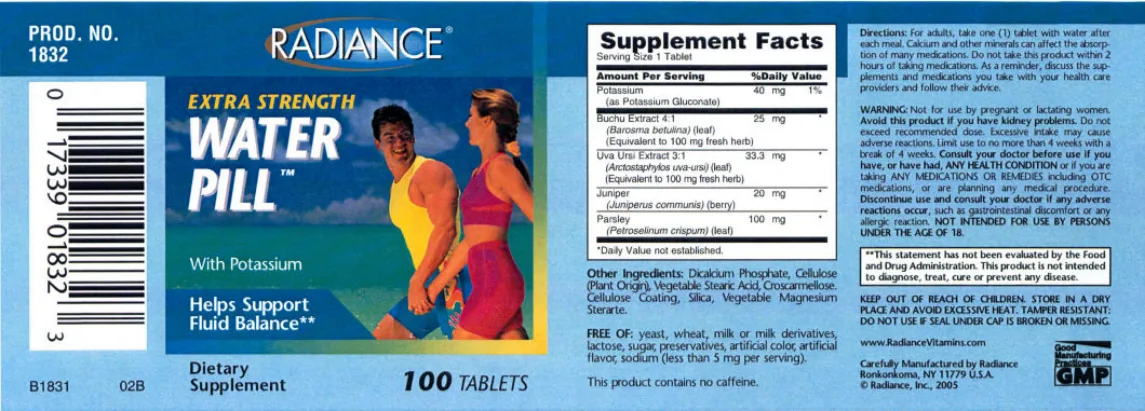 Label for Extra Strength Water Pill