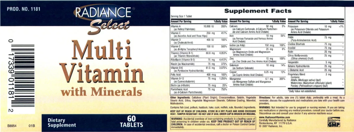 Label for Multi Vitamin With Minerals