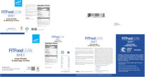 Label for FITFood Lean Whey Creamy Chocolate No added Sugar, No Stevia