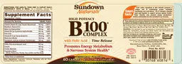 Label for High Potency B100 Complex With Folic Acid