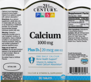 Calcium 1000 mg plus D3 20 mcg (800 IU)