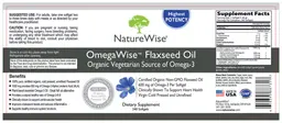 Label for OmegaWise Flaxseed Oil