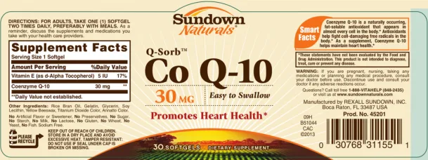 Label for Q-Sorb Co Q-10 30 mg