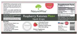 Label for Raspberry Ketones Plus+ Liquid Drops