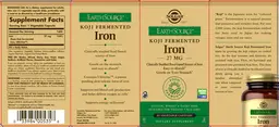Label for Earth Source Food Koji Fermented Iron 27 mg