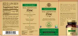 Label for Earth Source Koji Fermented Zinc 25 mg