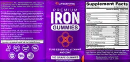 Label for Iron Gummies Grape