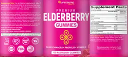 Label for Premium Elderberry Gummies Raspberry