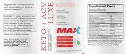 Label for Keto + ACV Luxe Max