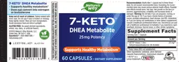Label for 7-Keto DHEA Metabolite 25 mg Potency