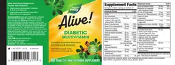 Label for Alive! Diabetic Multivitamin