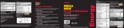 Label for Mega Men Energy & Metabolism Multivitamin