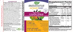 Label for Sambucus Night Time Cough Syrup HoneyBerry Ages 4+