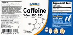 Label for Caffeine 100 mg
