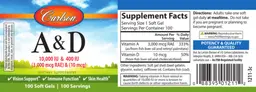 Label for A & D 10,000 IU (3,000 mcg RAE) & 400 IU (10 mcg)