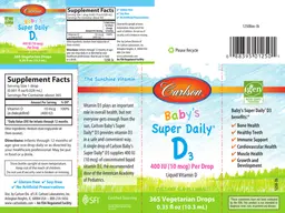 Label for Baby's Super Daily D3 400 IU (10 mcg)