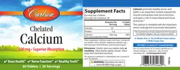 Label for Chelated Calcium 500 mg