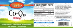 Label for Co-Q10 100 mg