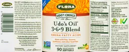 Label for Udo's Oil 3-6-9 Blend