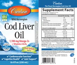 Label for Cod Liver Oil Fruit Splash Flavor
