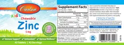 Label for Kid's Chewable Zinc 5 mg Natural Mixed Berry Flavor
