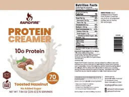 Label for Protein Creamer Toasted Hazelnut