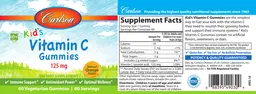 Label for Kid's Vitamin C Gummies 125 mg Natural Orange Flavor