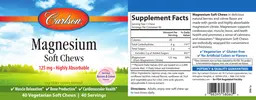 Label for Magnesium Soft Chews 125 mg Natural Berries & Creme Flavor