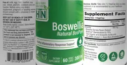 Label for Boswellia 300 mg
