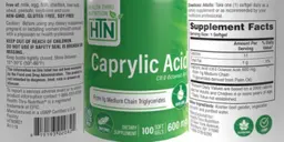 Label for Caprylic Acid 600 mg