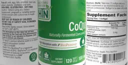 Label for CoQ10 100 mg