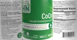 Label for CoQ10 100 mg