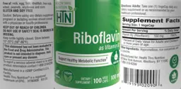 Label for Riboflavin 100 mg