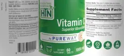 Label for Vitamin C 1000 mg