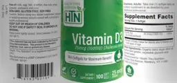 Label for Vitamin D3 25 mcg (1000 IU)