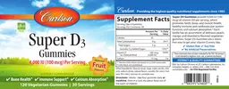Label for Super D3 Gummies 4,000 IU (100 mcg)
