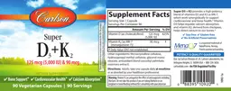 Label for Super D3 125 mcg (5,000 IU) +K2 90 mcg