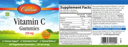 Label for Vitamin C Gummies 250 mg Natural Orange Flavor