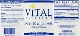 Label for B-12 1000 mcg / Methyl Folate 800 mcg