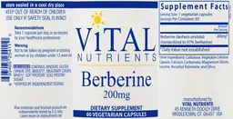 Label for Berberine 200 mg