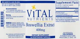 Label for Boswellia Extract 400 mg