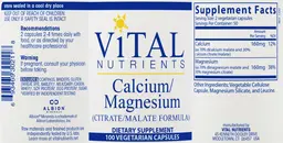 Label for Calcium/Magnesium (Citrate/Malate Formula)