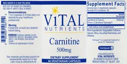 Label for Carnitine 500 mg
