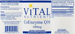 Label for CoEnzyme Q10 100 mg
