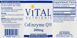 Label for CoEnzyme Q10 200 mg