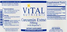 Label for Curcumin Extract 500 mg