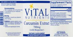 Label for Curcumin Extract 700 mg