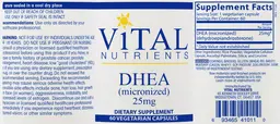 Label for DHEA (Micronized) 25 mg